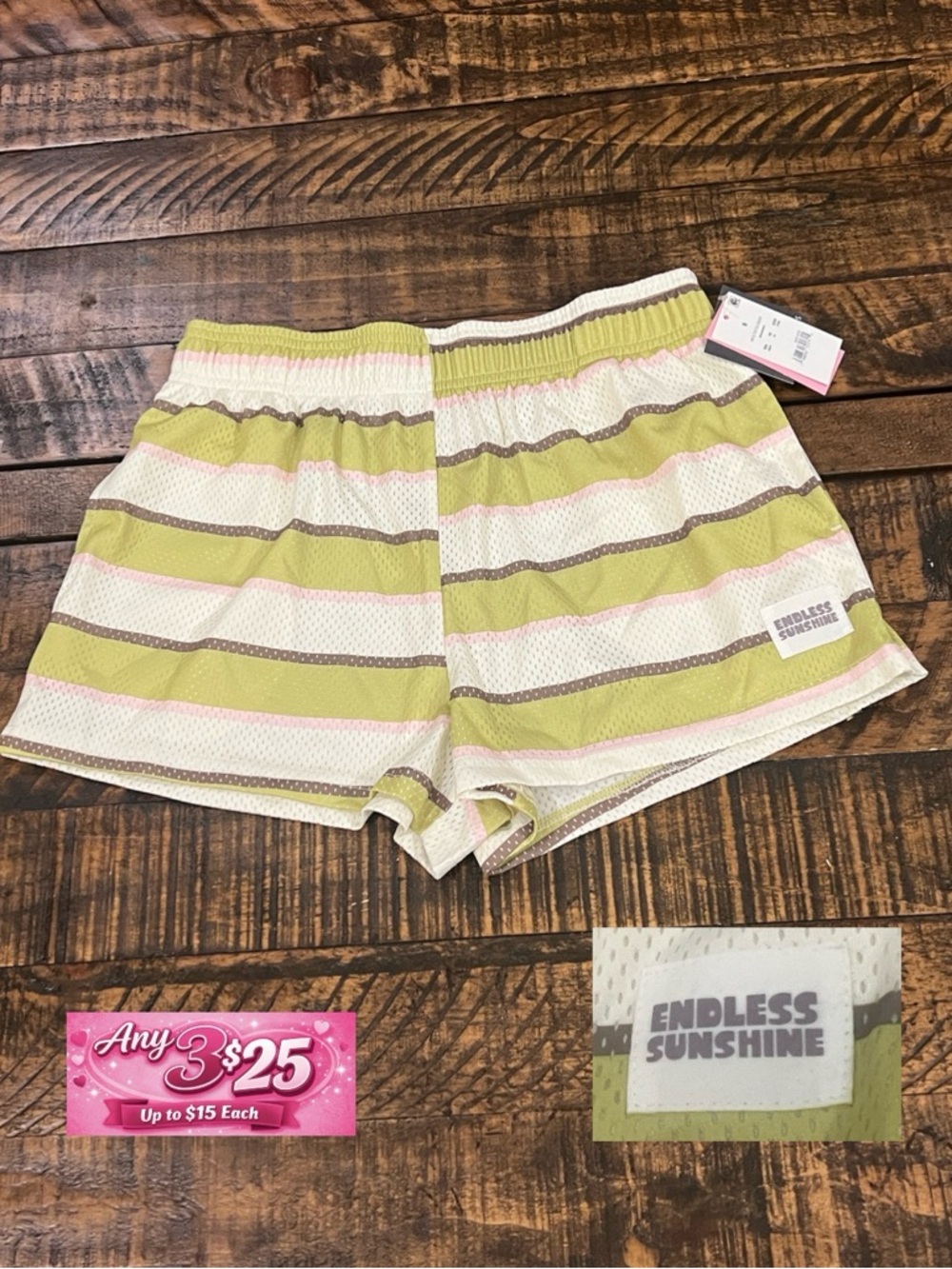 Striped Green and White Women’s Athletic Shorts